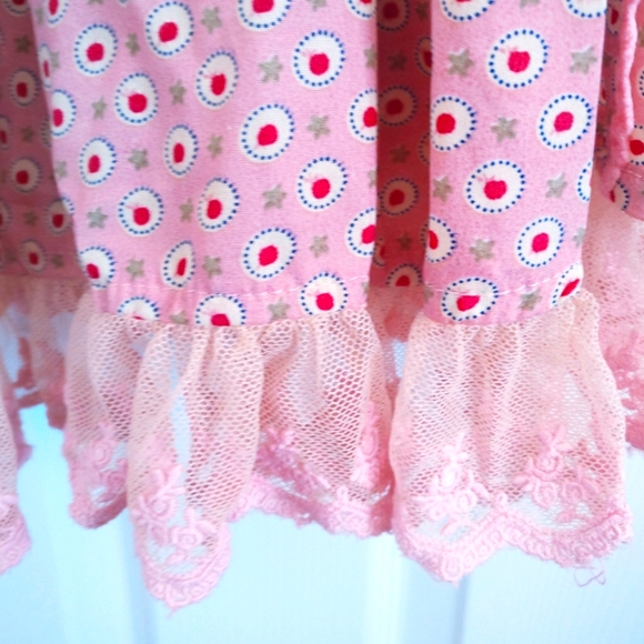 Inset Blouse Lace-Trim Belted Dress Small - Picture 9 of 9